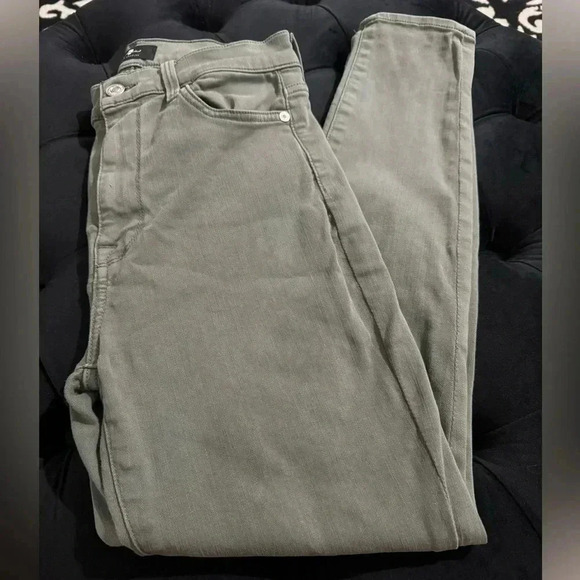 Seven for All Mankind Skinny Jeans 27 Soft & Stretchy Olive Army Green Preppy - Picture 2 of 14